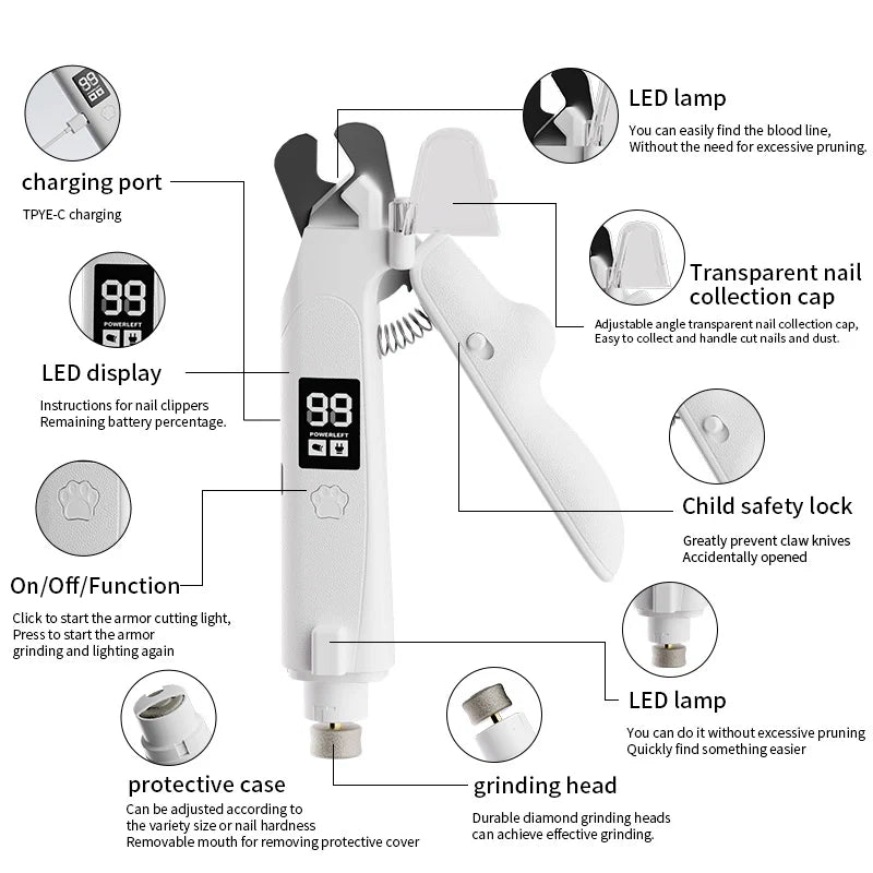 PawSight Pro™ — 2-in-1 LED Pet Nail Clipper & Grinder